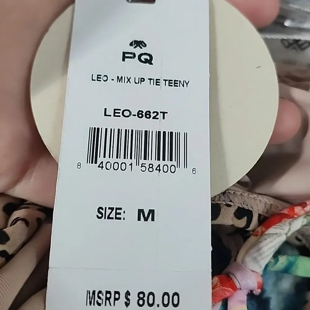 PQ Swim Leopard Mix Up Tie Side Bottom NWT Size M